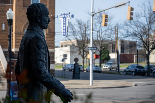 Rev Shuttlesworth Statue And 16th Street Baptist Church Sign