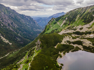 Aerial view of Tatras mountains and lakes in Zakopane, Poland