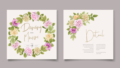 elegant hand drawing wedding invitation floral design