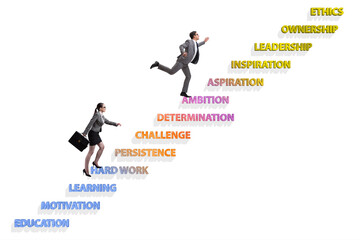 Business people climbing carrer ladder success factors