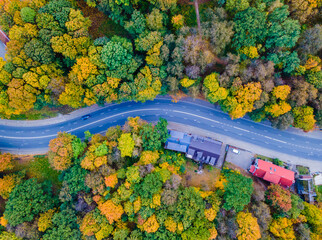 Winding road with traffic to the hill in Kaunas