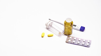 Medication on a clean background homogeneous background, vaccine against the virus.