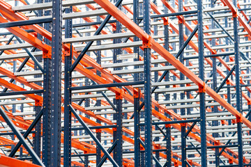 Rows of Metallic racks in modern warehouse racking Systems