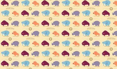 Wild life seamless pattern design with comic animals. Vector illustration. © Radoman Durkovic