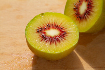 Red kiwi fruit cultivars close up