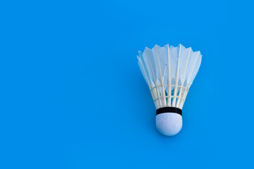 Fototapeta na wymiar Badminton shuttlecocks feather and badminton racket, concept for badminton lovers around the world.