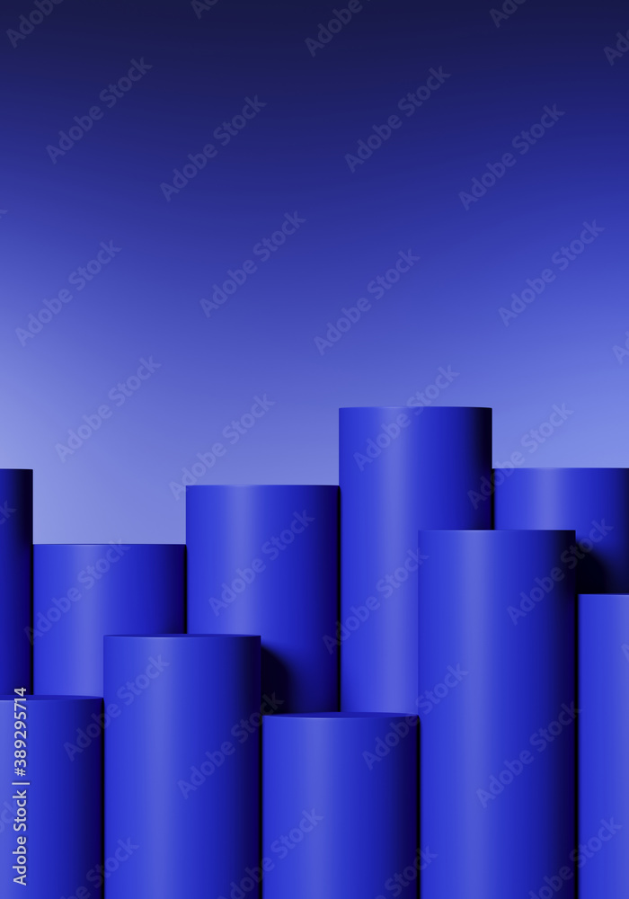 Poster minimal abstract mockup background for product presentation. blue random podium on blue gradient bac