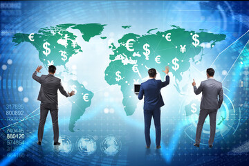 Global money transfer and exchange concept with businessman