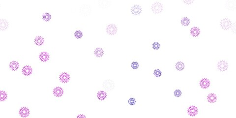 Light purple, pink vector doodle pattern with flowers.