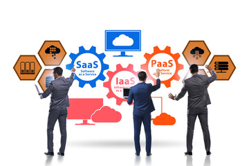 PAAS IAAS SAAS concepts with businessman