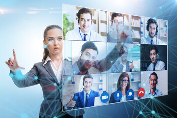 Concept of remote video conferencing during pandemic