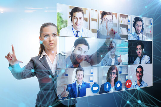 Concept of remote video conferencing during pandemic