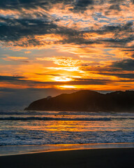 Beautiful warm sunset in acapulco's beach