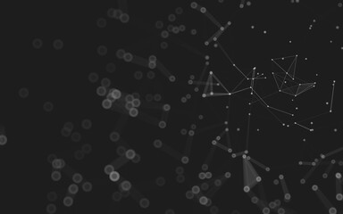 Abstract background. Molecules technology with polygonal shapes, connecting dots and lines. Connection structure. Big data visualization.