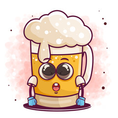hand drawn beer cartoon illustration