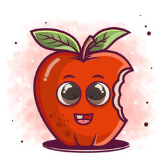 hand drawn cute apple cartoon illustration