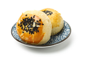 Mid-Autumn Festival moon cake on white background