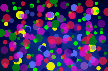 Bright abstract colorful background with blue, pink, green, yellow, lilac circles