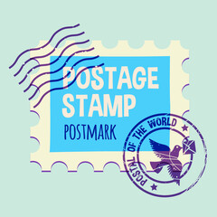 Postmark template. None stroke, cartoon flat style. Vector illustration. Design for stickers, logo, web and mobile app. 