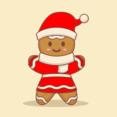 Cute Gingerbread character with Christmas costume