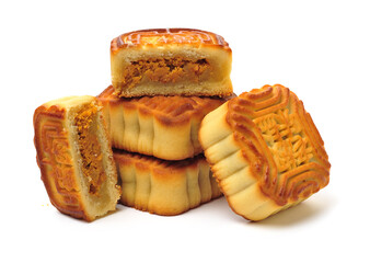 Mid-Autumn Festival moon cake on white background