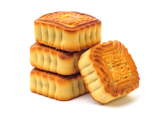 Mid-Autumn Festival moon cake on white background