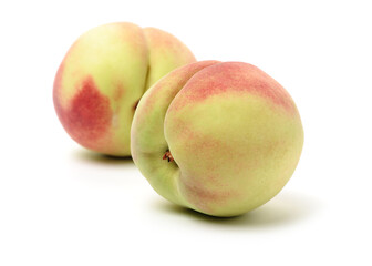 ripe peach on white background