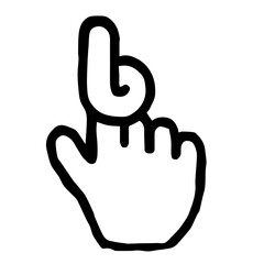 Obraz premium Hand Cursor022 (Turn3) : Doodle Icon: Hand drawn vector Icon like woodblock print