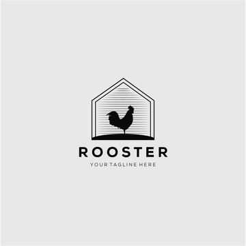 silhouette rooster logo vector illustration design