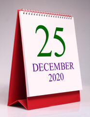 Simple desk calendar for christmas day 2020.