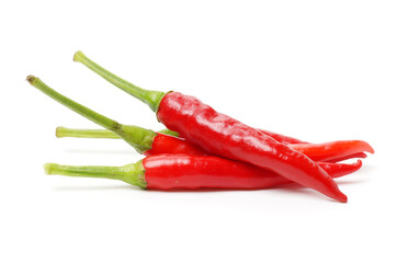 Red chili peppers on white background