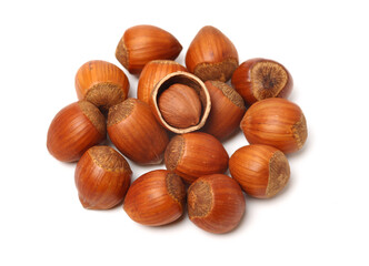 hazelnuts isolated on white background
