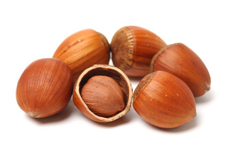 hazelnuts isolated on white background