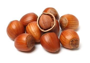 hazelnuts isolated on white background