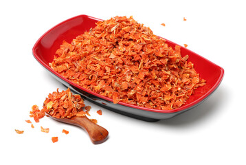 Carrot dried chip on white background