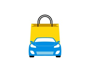 Shopping paper bag with car inside