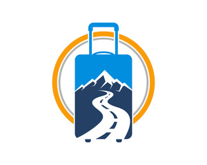 Travel bag with mountain roadway inside