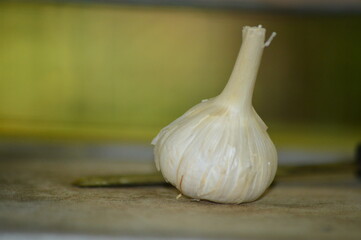 garlic on a wooden background