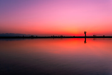 Obraz premium Sunset at a popular tourist destination in Mitoyo City, Kagawa Prefecture, Shikoku, Japan