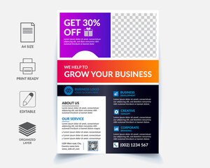 Corporate Business Flyer, Marketing flyer print-ready, and editable vector eps