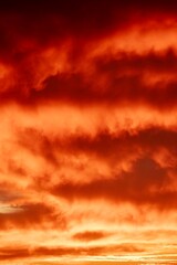 bright orange red sky at sunset