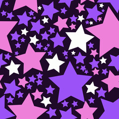 Seamless repeat stars in pink and purple