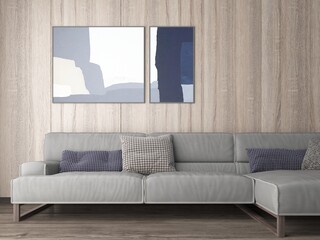 3d rendering of modern earth tone interior design 