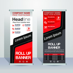 Business Roll Up, Standee Design for Banner Template, Presentation and Brochure.modern x-banner and flag-banner for advertising - vector illustration