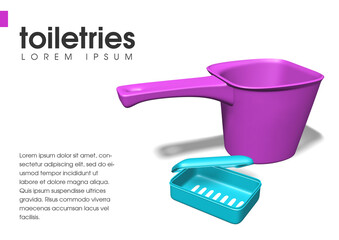 Toiletries 3d render design on white isolated background