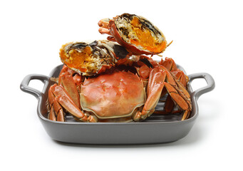 Cooked river crab isolated in white background