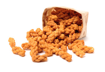 Chinese fried dough twist on white background