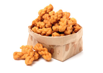 Chinese fried dough twist on white background
