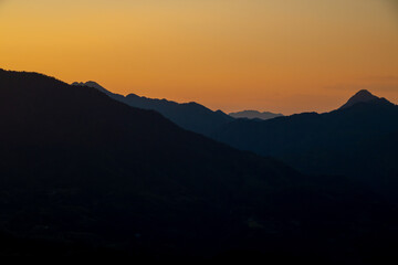 Continuous mountains. The mountain background of Chinese painting.