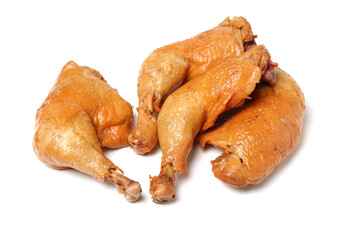 grilled chicken leg  on white background 
